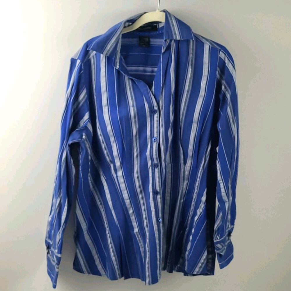 ASHLEY STEWART BLUE STRIPE SHIRT SIZE 14W